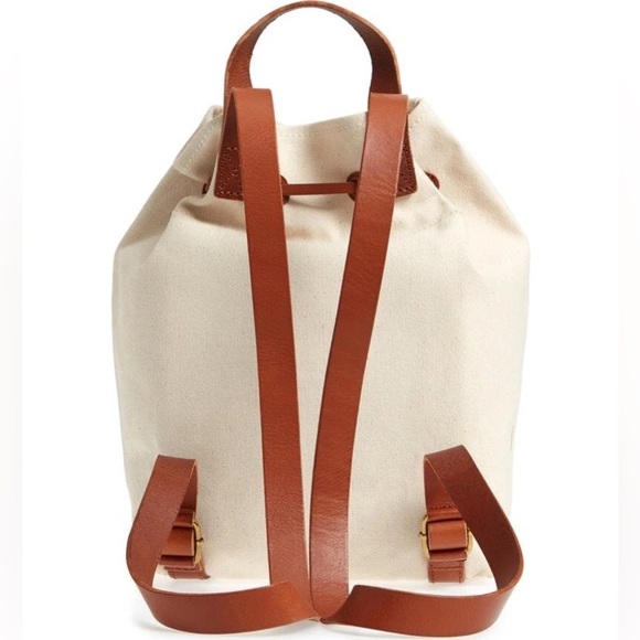Madewell Canvas Leather Somerset Drawstring Backpack Purse - Picture 7 of 16